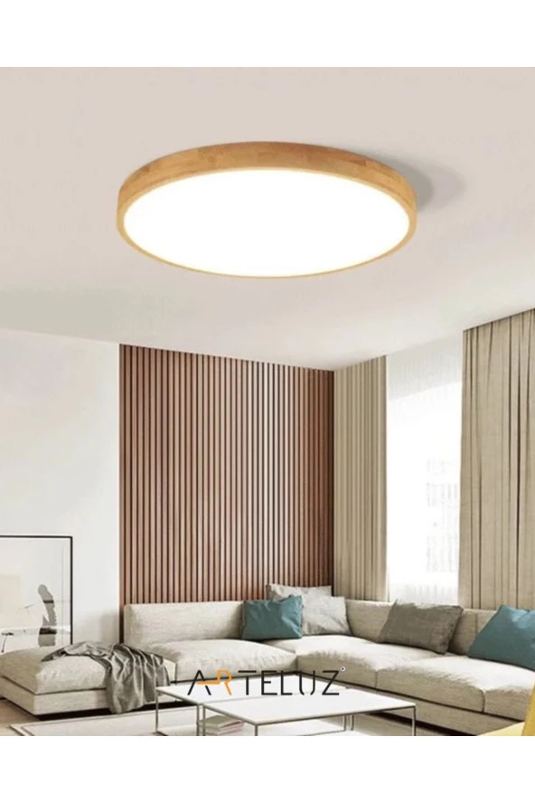 ARTELUZ Ahşap Görünümlü Metal Tavan Led Avize - Resim 4