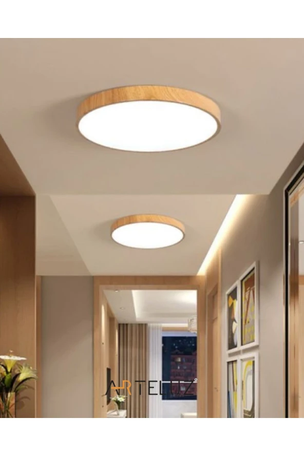 ARTELUZ Ahşap Görünümlü Metal Tavan Led Avize - Resim 5