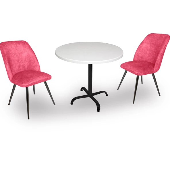 Indigo Werzalit Yuvarlak - Nilüfer 2li Masa Takımı (90 cm çap) - Pembe