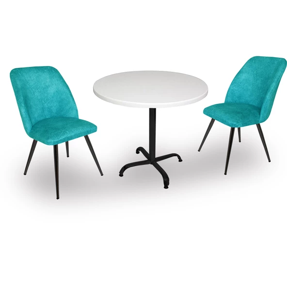 Indigo Werzalit Yuvarlak - Nilüfer 2li Masa Takımı (90 cm çap) - Turkuaz