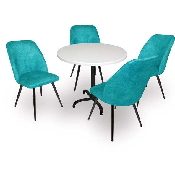 Indigo Werzalit Yuvarlak - Nilüfer Masa Takımı (70 cm çap) - Turkuaz