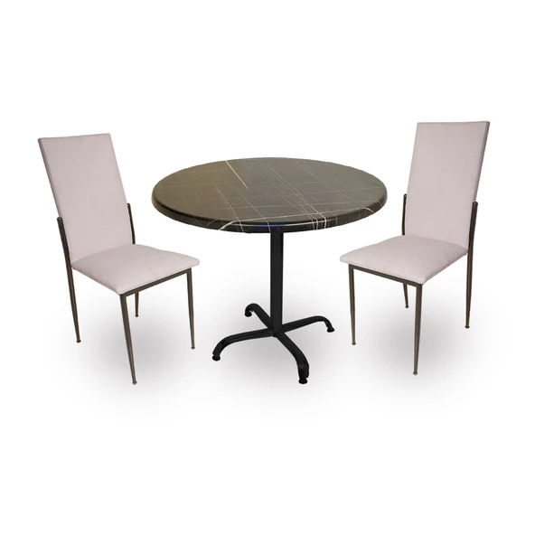 Indigo Werzalit Yuvarlak - Gözde 2li Masa Takımı (90 cm çap) - Royal Mermer Beyaz ürün görseli