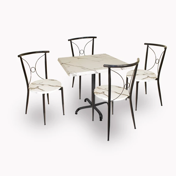 Indigo Werzalit Kare - Tiffany Masa Takımı (80X80) - Bıanco Carrara ürün görseli