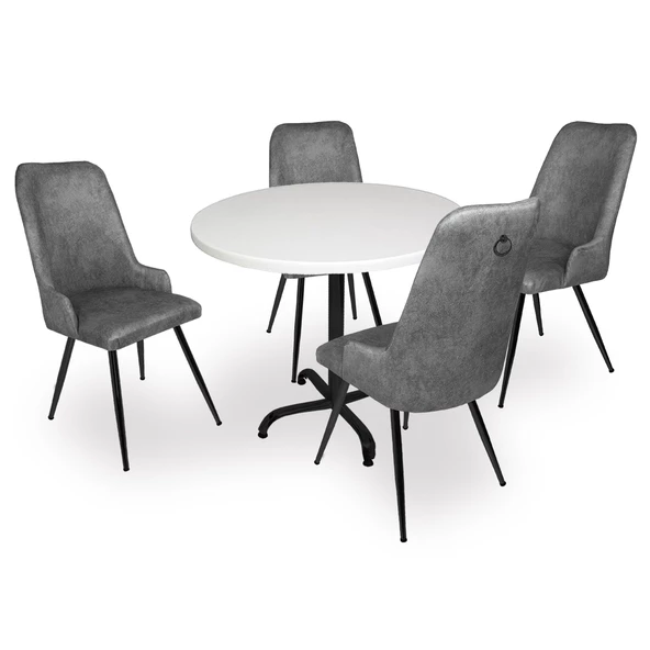 Indigo Werzalit Yuvarlak - Çırağan Masa Takımı (90 cm çap) - Füme - 1