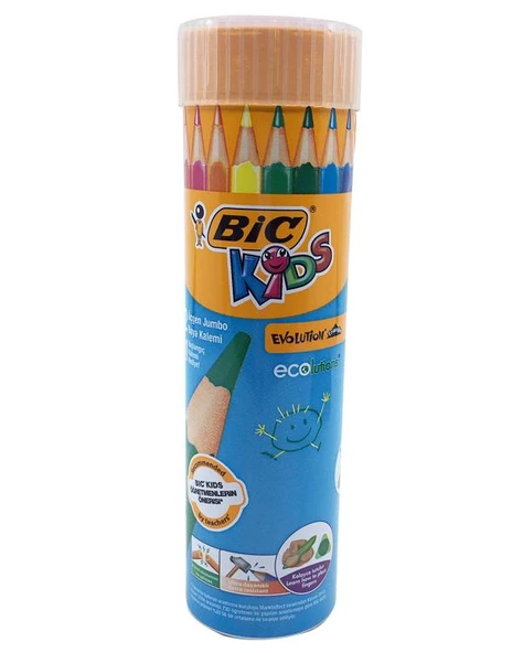 Bic Kids Tüp Metal Kutulu Üçgen Jumbo Kuru Kalem Boya Seti 12li