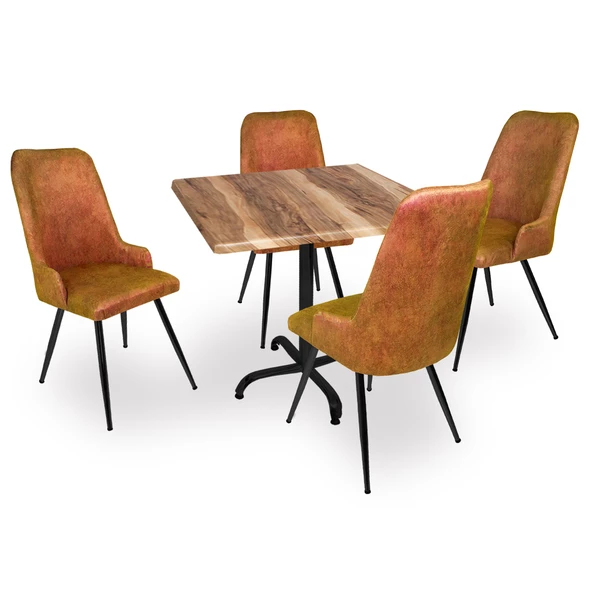 Indigo Werzalit Kare - Çırağan Masa Takımı (80x80) - Indıana Wood Kiremit ürün görseli