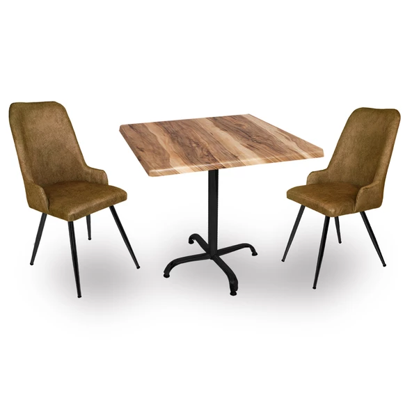 Indigo Werzalit Kare - Çırağan 2li Masa Takımı (60x60) - Indiana Wood Kahve