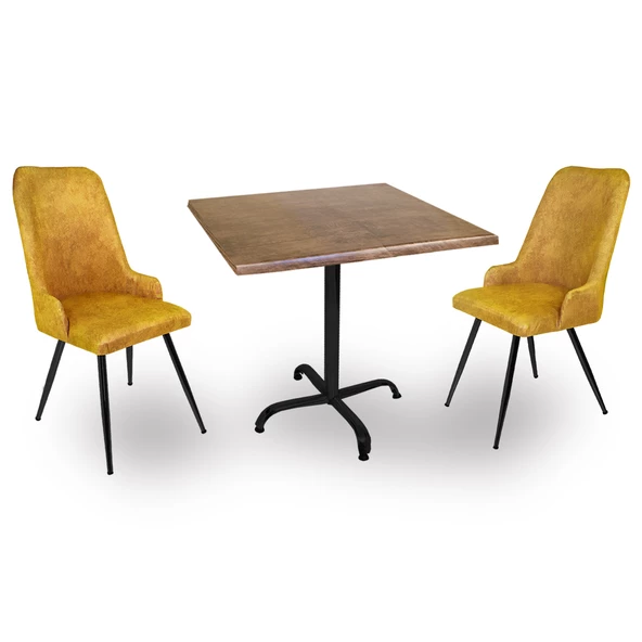 Indigo Werzalit Kare - Çırağan 2li Masa Takımı (80x80) - Antik Dark Sarı ürün görseli