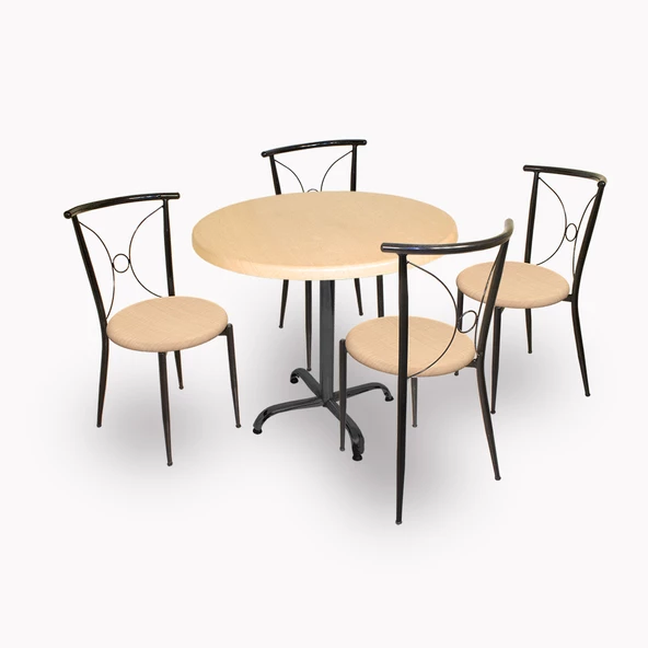 Indigo Werzalit Yuvarlak - Tiffany Masa Takımı (90cm) - Akçaağaç ürün görseli