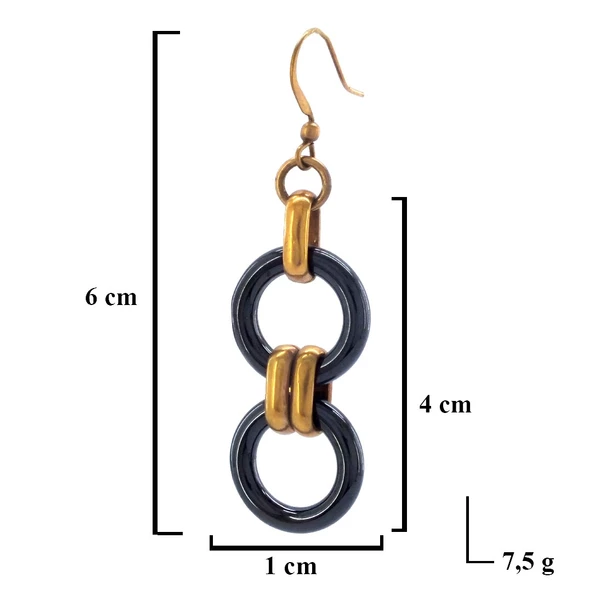 Çelik Halka Küpe Çift Renk Halkalı Tasarım Küpe UNK-572 - Resim 3