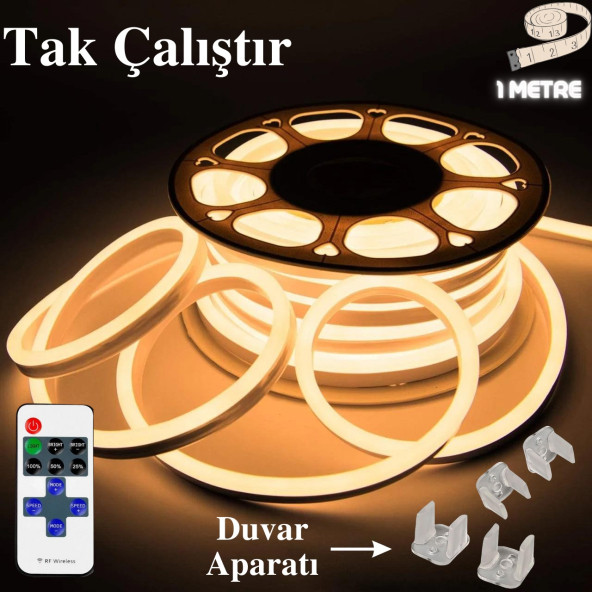 neeko Neon Esnek Şerit Led Tak Çalıştır Kumandalı - Dimmer- Gün Işığı 1 Metre