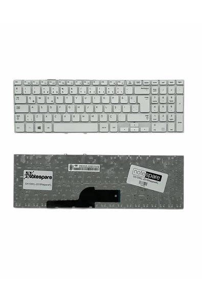 Samsung ile Uyumlu NP270E5E-X01TR, NP270E5E-X02TR, NP270E5E-X03TR Notebook Klavye Beyaz TR