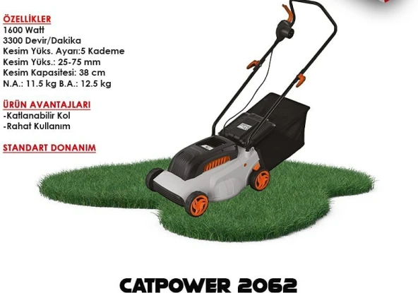 CATPOWER 2062 Elektrikli Çim Biçme Makinası 1600W