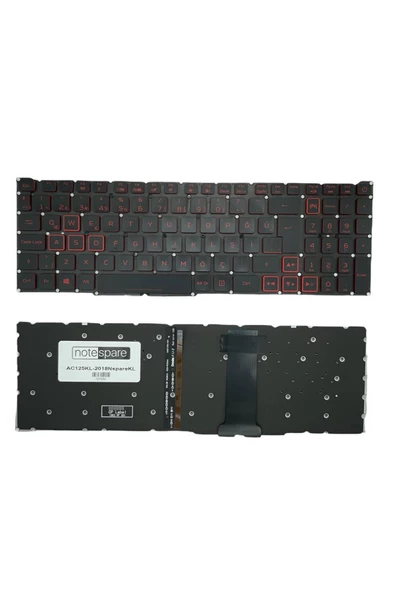 Acer ile Uyumlu Nitro 5 AN515-54 NH.Q59EY.00X Işıklı Klavye Siyah Tr ( Kırmızı Aydınlatma Versiyon )