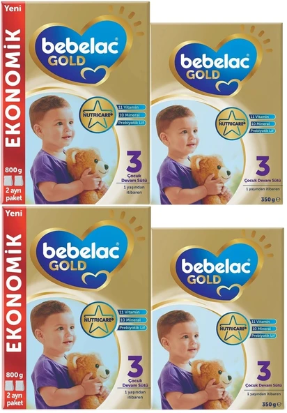 Bebelac Gold 1150GR (800GR+350GR) No:3 Devam Sütü (1+ Yaş) (2 Li Set)