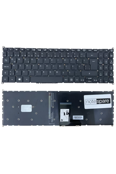 Acer ile Uyumlu Extensa 15 EX215-52, 15 EX215-53, 15 EX215-53G Işıklı Klavye Siyah TR
