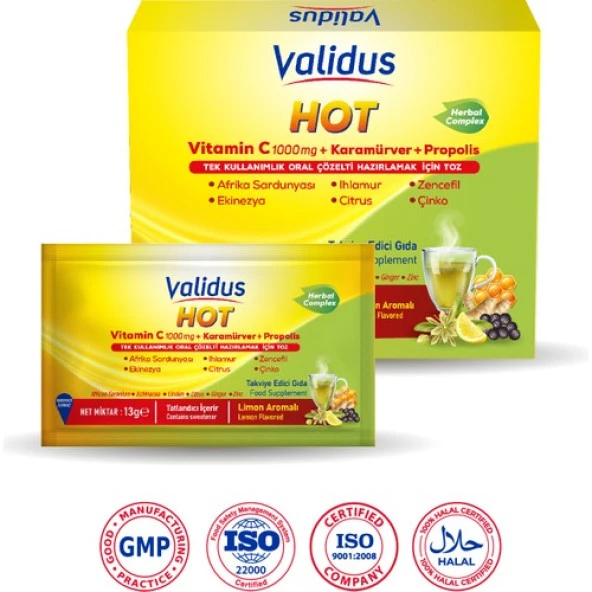 Hot Herbal Complex, Vitamin C 1000 Mg Karamürver 50 Mg + Propolis 10 Mg 13gr 12 sachet