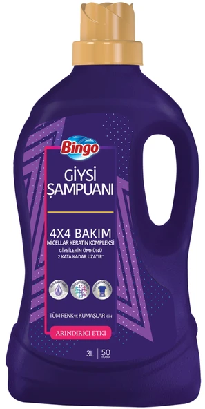 Bingo Giysi Şampuanı 3LT Arındırıcı Etki 6 Lı Set (300 Yıkama) Tüm Çamaşırlar İçin - Resim 2