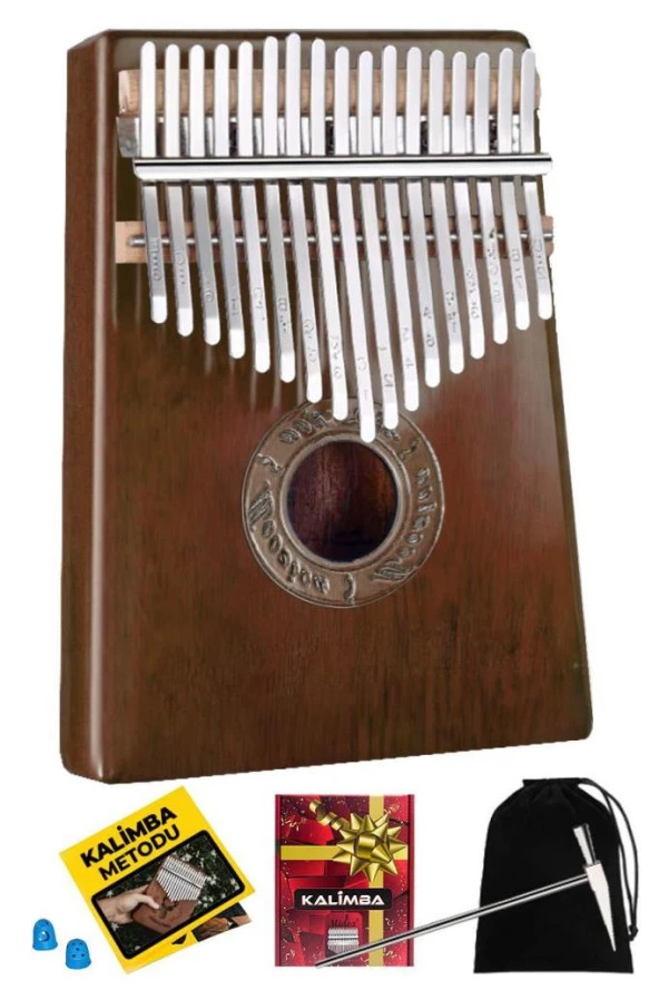 Midex KLX-553 Kalimba 1. Sınıf Maun Ağacı Mineral Çelik Paslanmaz 17 Tuş Tam Set