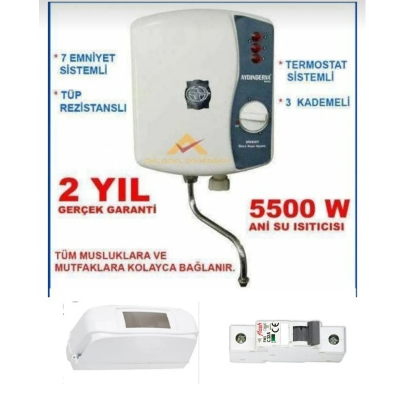 Aydın Derya Mutfak Tipi Şofben sıgorta ve kutusu dahıl paket