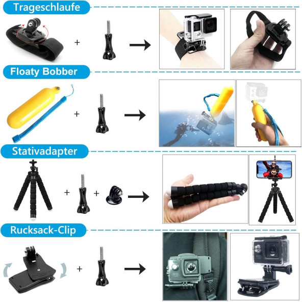 GoPro Hero 12/11/10/9 su geçirmez koruyucu kılıf su geçirmez şnorkel  selfie çubuğu kafa kayışı - 3