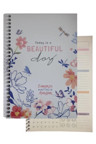 Zamansız Haftalık Ajandam 1 Adet Sert Kapak 120 Yaprak Zamansız Haftalık Planlayıcı Tarihsiz Ajanda Hediyelik Defter - 5