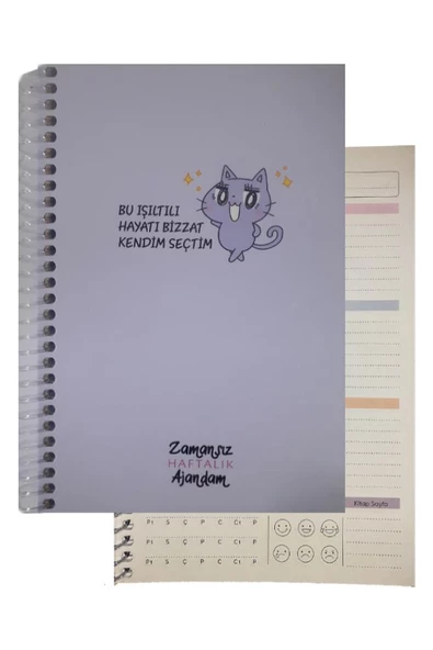 Zamansız Haftalık Ajandam 1 Adet Sert Kapak 120 Yaprak Zamansız Haftalık Planlayıcı Tarihsiz Ajanda Hediyelik Defter - 7