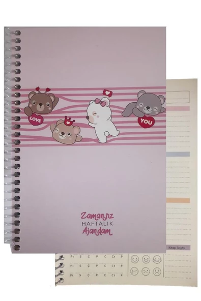 Zamansız Haftalık Ajandam 1 Adet Sert Kapak 120 Yaprak Zamansız Haftalık Planlayıcı Tarihsiz Ajanda Hediyelik Defter - 12