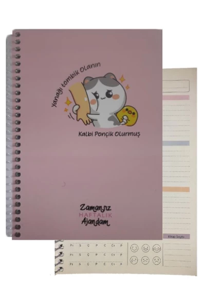 Zamansız Haftalık Ajandam 1 Adet Sert Kapak 120 Yaprak Zamansız Haftalık Planlayıcı Tarihsiz Ajanda Hediyelik Defter - 8