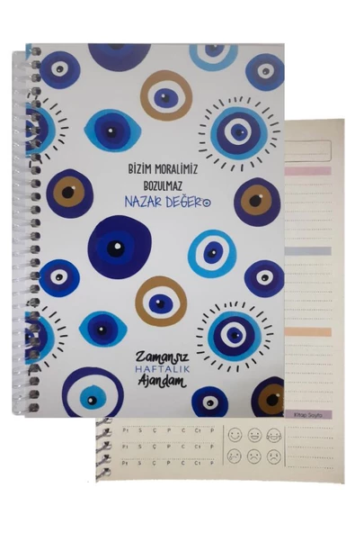 Zamansız Haftalık Ajandam 1 Adet Sert Kapak 120 Yaprak Zamansız Haftalık Planlayıcı Tarihsiz Ajanda Hediyelik Defter - 9