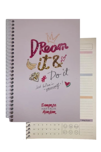 Zamansız Haftalık Ajandam 1 Adet Sert Kapak 120 Yaprak Zamansız Haftalık Planlayıcı Tarihsiz Ajanda Hediyelik Defter - 4
