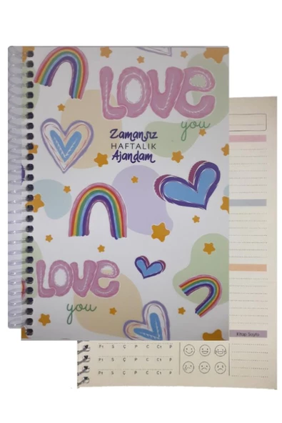 Zamansız Haftalık Ajandam 1 Adet Sert Kapak 120 Yaprak Zamansız Haftalık Planlayıcı Tarihsiz Ajanda Hediyelik Defter - 2