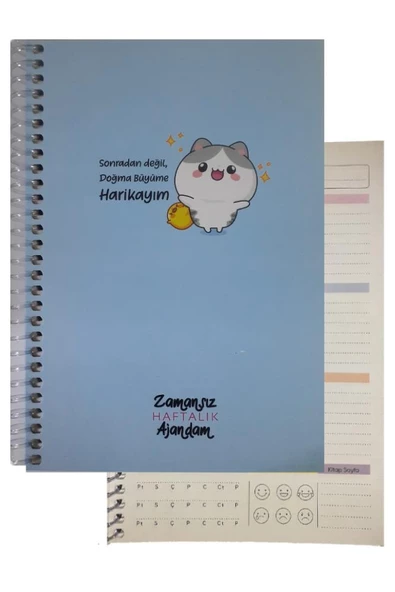 Zamansız Haftalık Ajandam 1 Adet Sert Kapak 120 Yaprak Zamansız Haftalık Planlayıcı Tarihsiz Ajanda Hediyelik Defter - 10