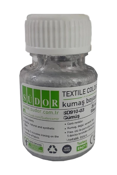 Kumaş Boyası Yaldızlı Simli Tişört Çanta Tekstil Boyası 25 ml 1 Adet Südor Kumaş Boyası Tek Şişe 1 Adet - 3
