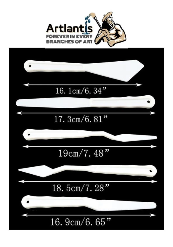 Plastik Spatül 5 Li Set Resim Ve Heykel Plastik Spatula Esnek Plastik Palet Bıçağı 3 Paket - 2