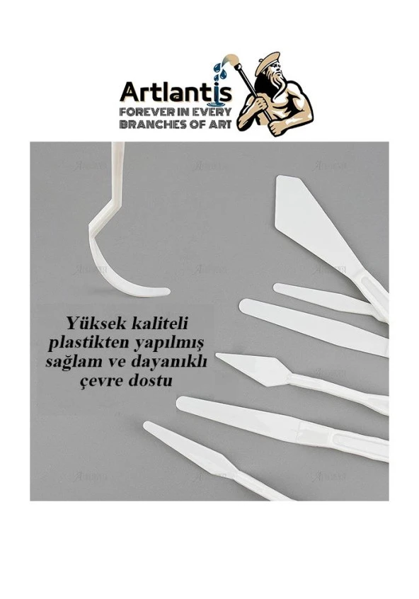 Plastik Spatül 5 Li Set Resim Ve Heykel Plastik Spatula Esnek Plastik Palet Bıçağı 3 Paket - 3