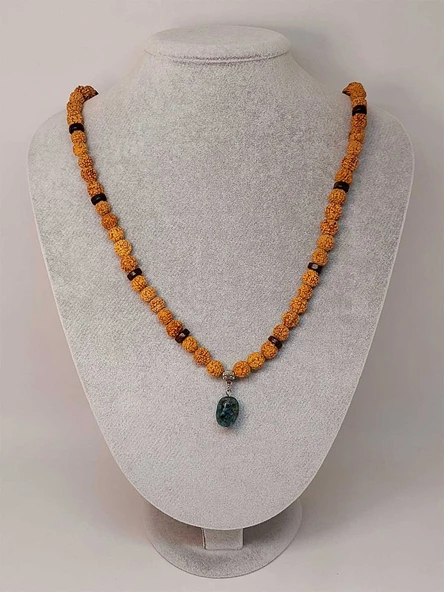 Apatit Taşlı Rudraksha Tohum Kolye Dolama Bileklik 8mm (49720) - Resim 5