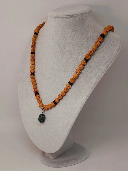 Apatit Taşlı Rudraksha Tohum Kolye Dolama Bileklik 8mm (49720) - Resim 3