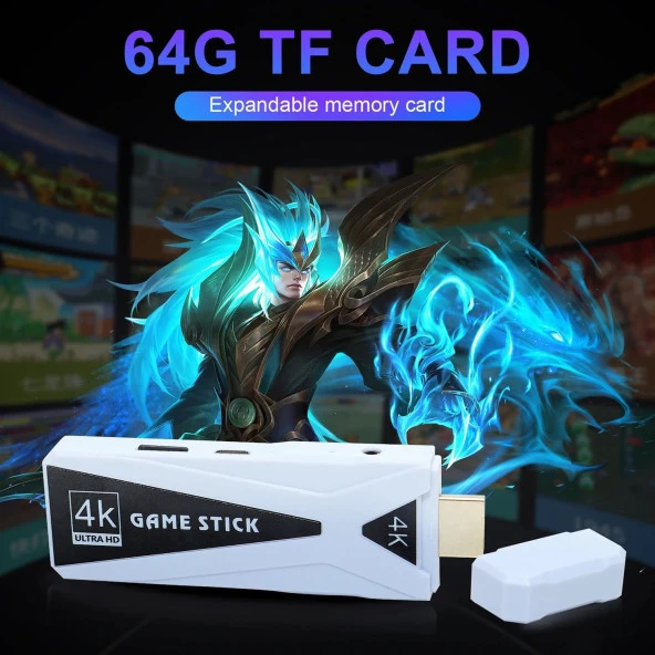 DOREKA Android Game Tv Stick 4K 64 GB Remote Control Hazıfa Kartı ve 2 Kablosuz Oyun Kolu Retro Game - 3
