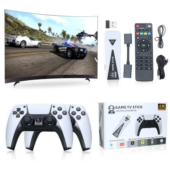 DOREKA Android Game Tv Stick 4K 64 GB Remote Control Hazıfa Kartı ve 2 Kablosuz Oyun Kolu Retro Game - 4