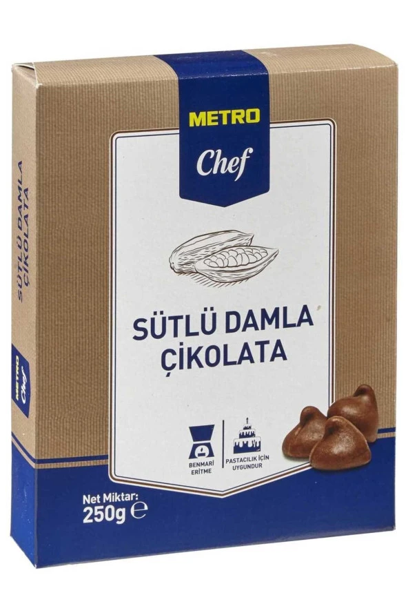 Metro Chef Damla Çikolata Sütlü 250G Pastacılık Pasta Tatlı Mutfak Şef