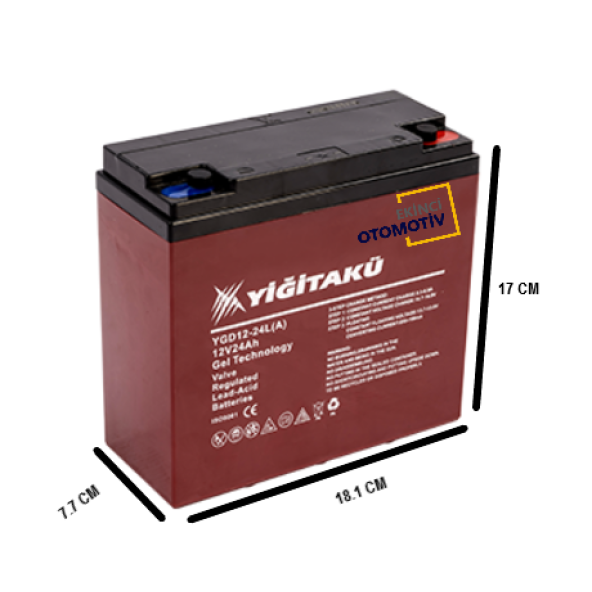 YİĞİT AKÜ 12 V 24 AH JEL AKÜ 5'Lİ SET EKİM-2024 ÜRETİM - 2