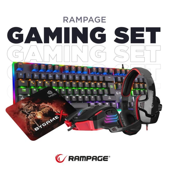 Rampage Bygame-K1 Mekanik RGB klv SN-R9 RGB Makrolu 4lü OYUNCU SETİ