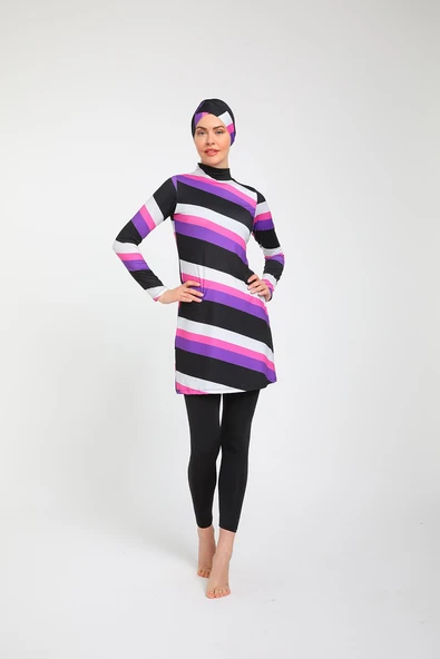 Chelly Kadın Likralı Tam Kapalı Tesettür Mayo S 3720 - 5