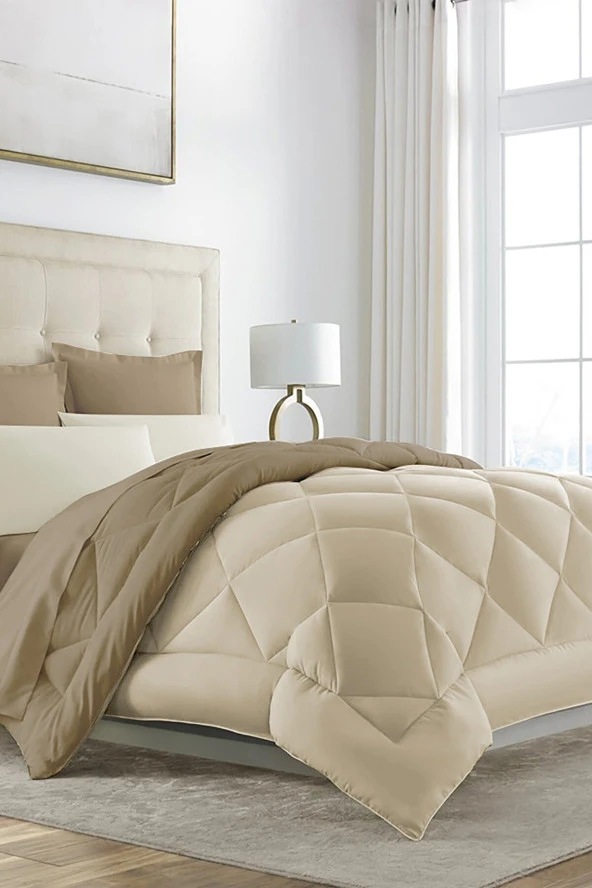 Alla Turca Çift Taraflı Lux Silikon Yorgan - Tek Kişilik Özel Çantalı KREM-SÜTLÜ KAHVE - 3