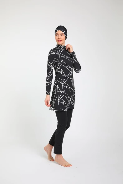 Chelly Kadın Likralı Tam Kapalı Tesettür Mayo (Boru Paça Alt) S 3730 - S 3735 - 4