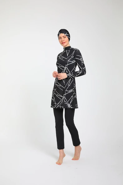 Chelly Kadın Likralı Tam Kapalı Tesettür Mayo (Boru Paça Alt) S 3730 - S 3735 - 3