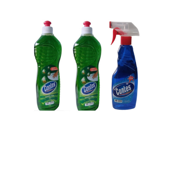 Contes Bulaşık Deterjanı 2 adet 750 ml & Contes Camsil 500 ml