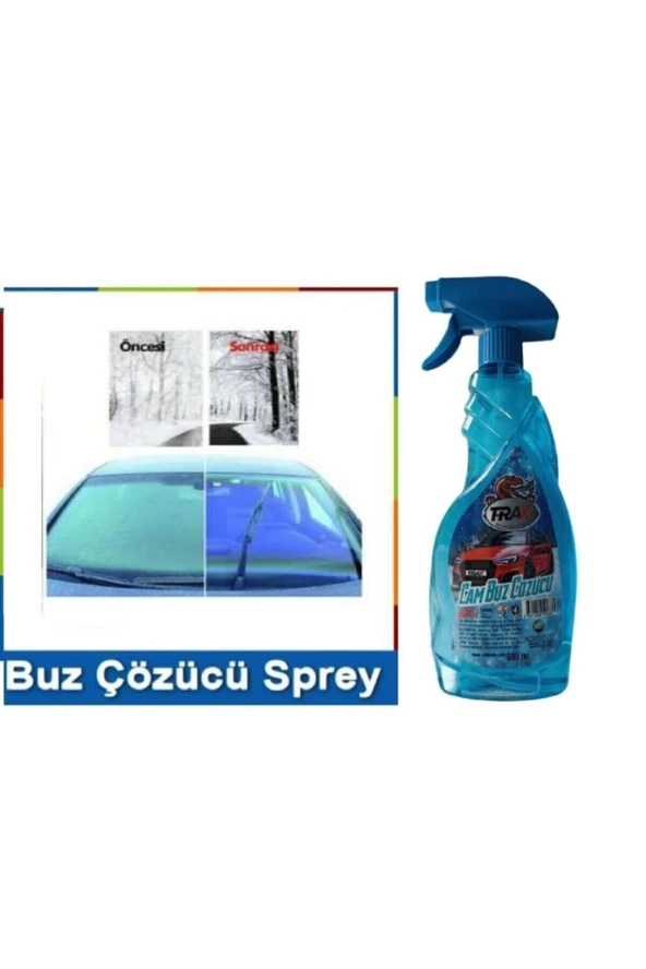 Trax Araç Cam Buz Çözücü Buz Engelleyici Buğu Önleyici 500 Ml Sprey Kışlık Cam Bakım Seti - 2