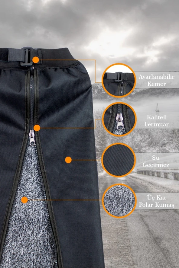 Motosiklet Scooter Kışlık Su Ve Soğuk Geçirmez Dizlik Ve Bacak Koruyucu - 5